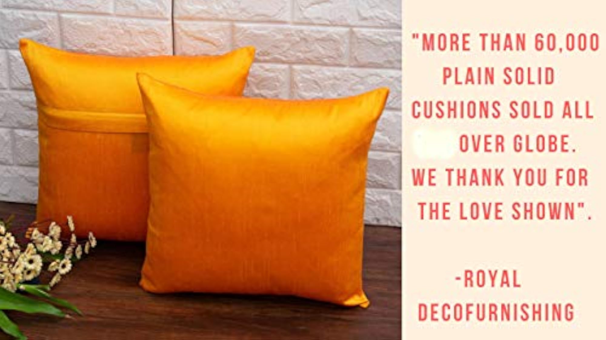 Plain Solid Art Silk Rustic Yellow Cushion Covers Pack of 3